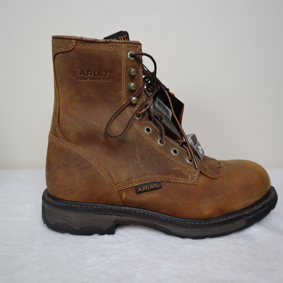 Ariat WorkHog 8" Composite Toe Work Boots Brown Leather Mens 10D - Picture 3 of 16